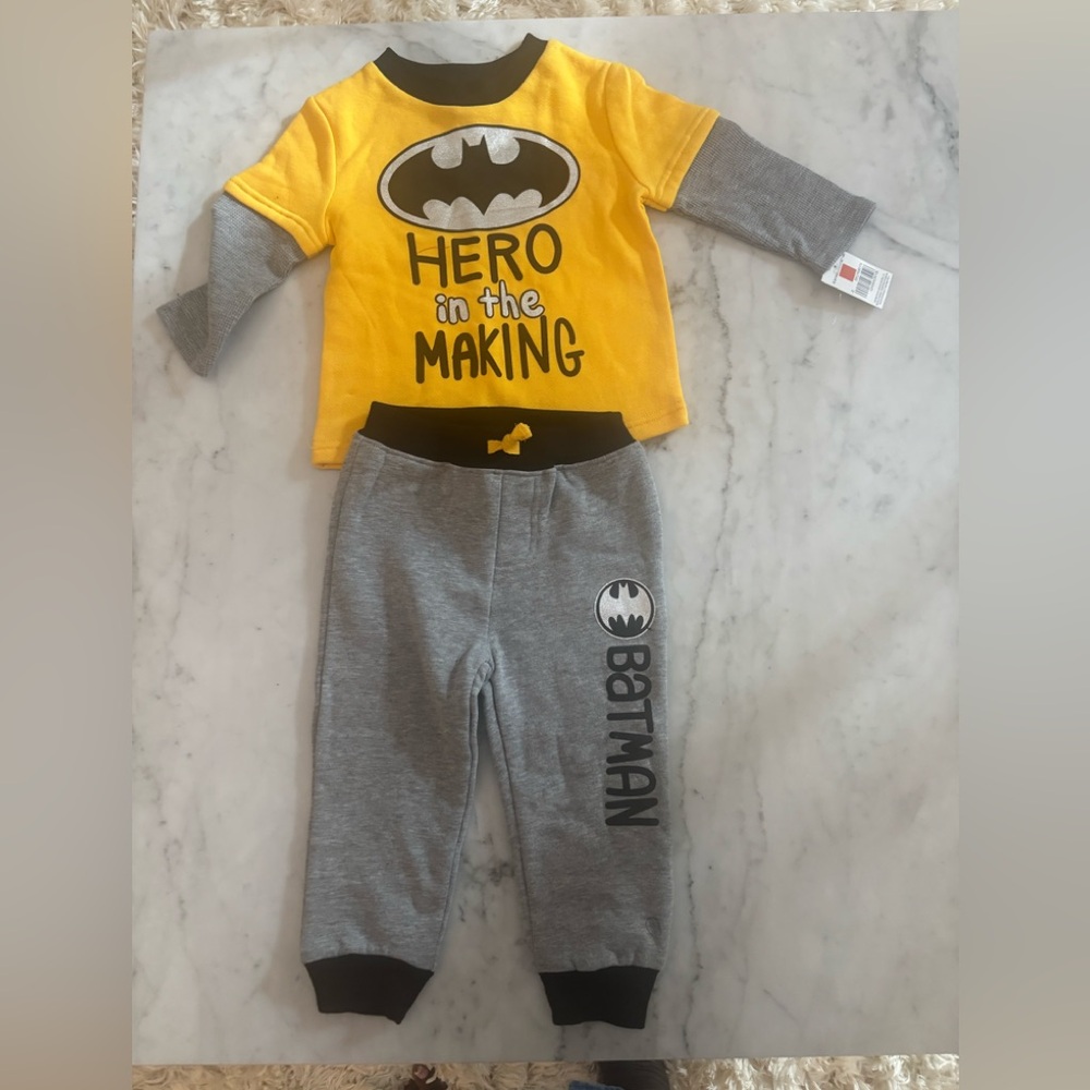 DC Comics Batman Yellow and Black Toddler Tee and pant set